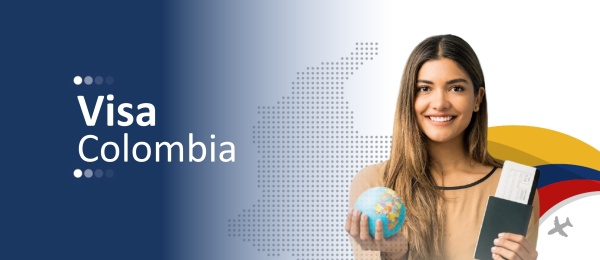 Banner de Visa Colombia con la imagen de una joven con la bandera de Colombia al fondo